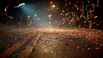 Celebratory confetti on street