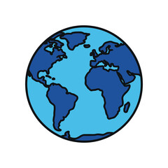 Simple Cartoon Illustration of Planet Earth with Continents.
