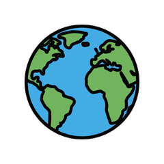 Stylized illustration of planet Earth showing continents and oceans.