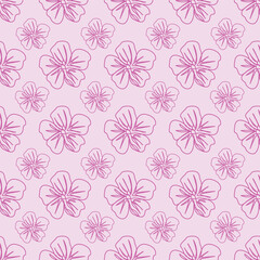 Obraz premium Seamless Continuous Line Art Pattern of Orchid Flowers in Pink.