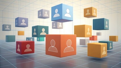 Fototapeta premium Colorful Abstract Cubes Representing Different Data Ownership Concepts