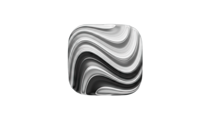 Abstract Swirls on Rounded Square Shape Isolated on White