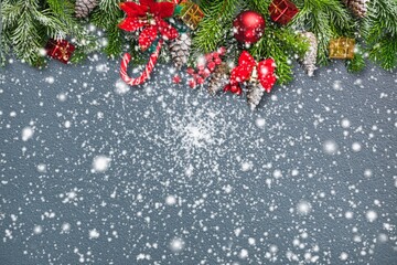 Christmas background with green fir tree