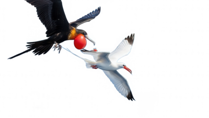 Birds in flight with ball isolated on transparent background