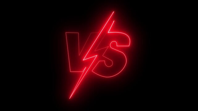 Dynamic VS Icon Animation with Neon Glow, Bold Contrasting Letters, Sharp Edges, and Battle Concept Symbolizing Competition, Rivalry, and Versus Conflict on Sleek Background.