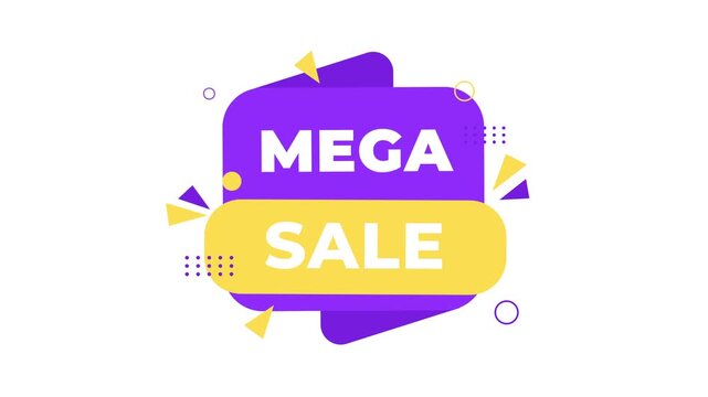 Modern mega sale animated banner with bold typography and rounded geometric shapes, perfect for big promotions, discounts, retail campaigns, and social media marketing videos.