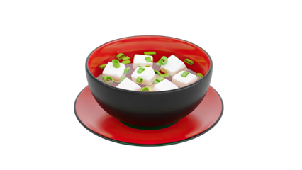 Miso Soup with Tofu in a Bowl on White Background