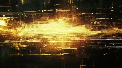 Abstract background surface showing golden energy light streaks and grunge textures representing data flow, network communication, and digital technology concepts