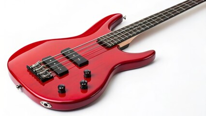 Fototapeta premium Vibrant Red Electric Bass Guitar