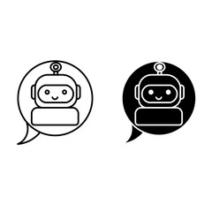 Chatbot Icon Communication. Modern AI Assistant Outline and Solid Style