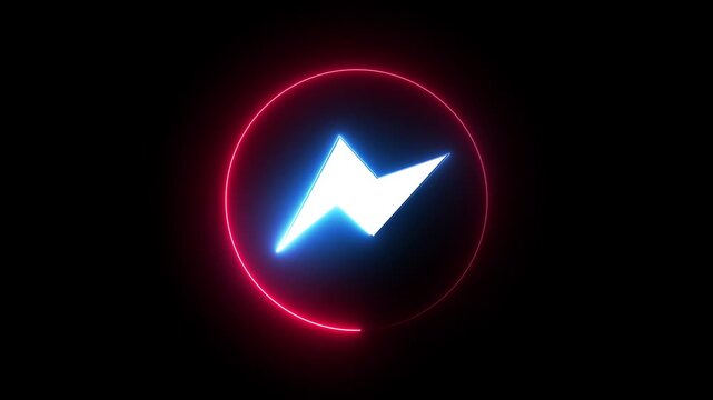 glowing neon message box animation icon text message notification, New messenger social media network logo icon animation on black background.