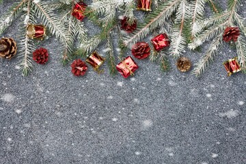 Christmas background with green fir tree