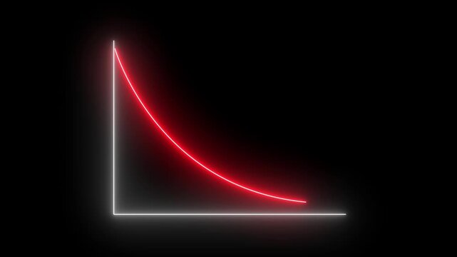 glowing neon down graph with arrow indicating decline, loss, and negative trends on a dark, abstract background, perfect for conveying risk, crisis, or poor performance.