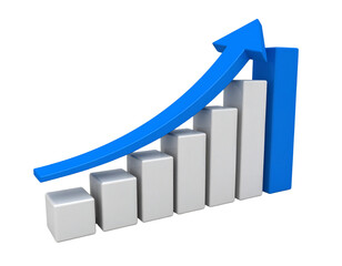 Blue curved graph with arrow transparent png file type