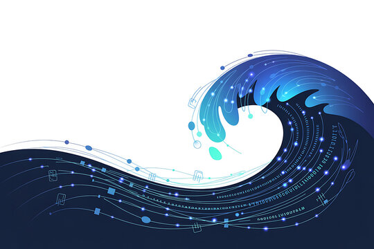 Dynamic wave of data and technology in a futuristic design