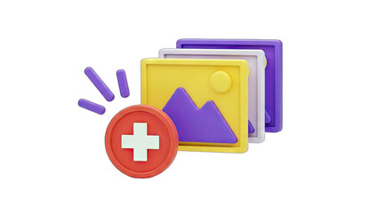 Adding Images: 3D Render of Photo Frames & Plus Icon
