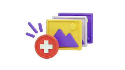 Adding Images: 3D Render of Photo Frames & Plus Icon