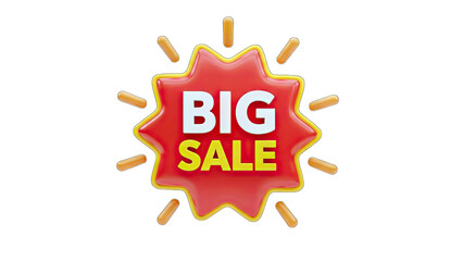 3D Big Sale Icon on White Background