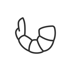 Shrimp, linear icon. Seafood ingredient and food product. Line with editable stroke.