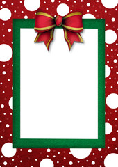 Christmas Frame With Red Bow and Snow Border background 