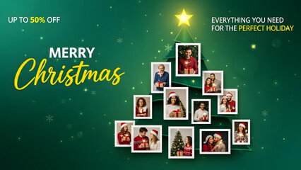 Merry Christmas Tree Made of Family Photos with Festive Greetings  © Deshan