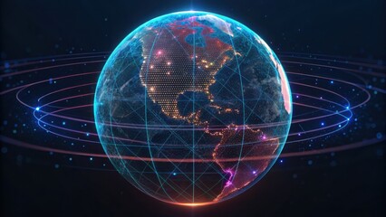 Obraz premium Spinning Globe with Data Governance and Technology Standards Concept