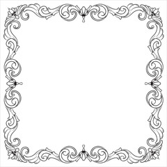 Luxury Antique Floral Ornament Line Illustration