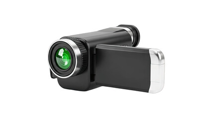 Modern Black Camcorder Isolated on White Background