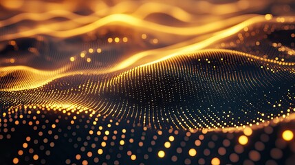 Abstract particle wave creating a dynamic digital background, illustrating complex data flowing, emerging technology, and connectivity in a futuristic concept