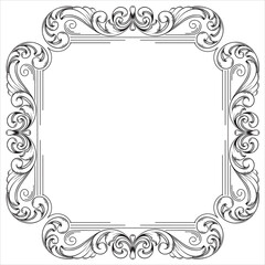 Luxury Antique Floral Ornament Line Illustration