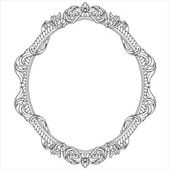 Luxury Antique Floral Ornament Line Illustration