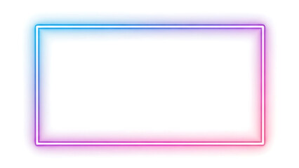 Vibrant neon gradient frame with a sleek rectangular shape, transitioning from electric blue to vivid pink, creating a modern glowing border ideal for futuristic digital designs and graphic accents