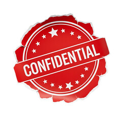 Obraz premium Confidential red stamp with white stars and banner