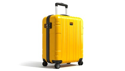 yellow travel suitcase isolated on white background