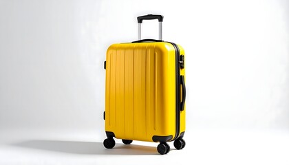 yellow travel suitcase isolated on white background