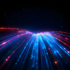 Obraz premium Abstract visualization of high speed digital data flow and network connections