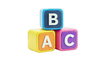 Alphabet Blocks Stacked on White Background