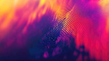 Abstract background featuring glowing data particles forming dynamic wavelike patterns and vibrant colorful gradients, representing technology and communication concepts