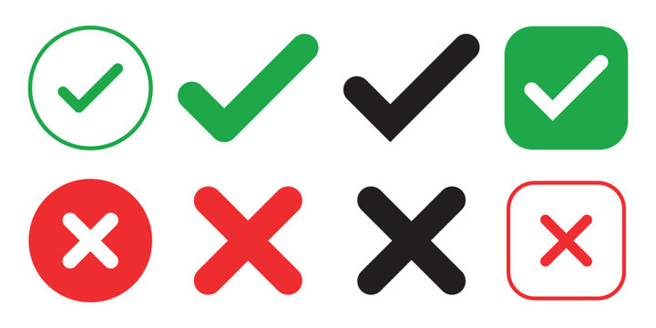 Green check mark and red x symbol for yes and no