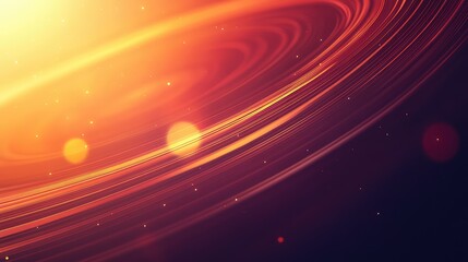 Abstract background showing bright glowing lines and particles creating a dynamic spiral shape with warm orange and red colors, suggesting energy, technology, and cosmic motion