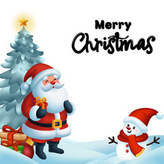 Merry Christmas illustration on transparent background. Christmas and holiday concept.