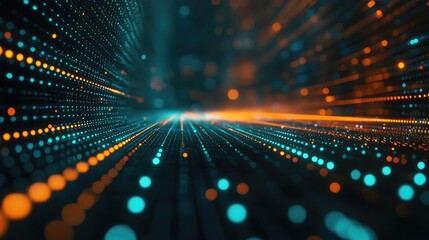 Abstract background presenting data packets moving along luminous pathways, symbolizing modern communication, internet network infrastructure, and high speed information exchange