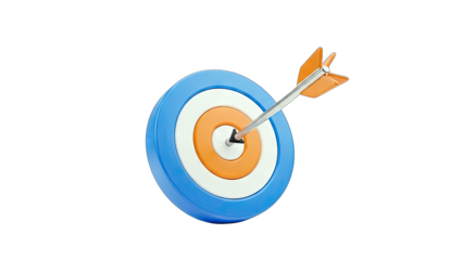 Arrow hitting the target in a white background