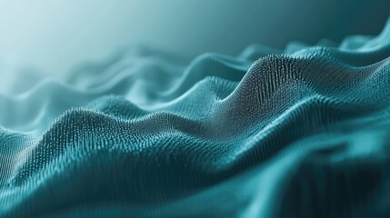 Abstract technological background depicting a flowing wave pattern composed of numerous small pins, visualizing concepts of data, information, and digital networks in a vibrant teal gradient