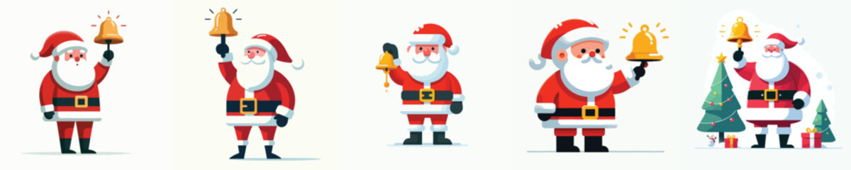 vector santa claus ringing christmas bells