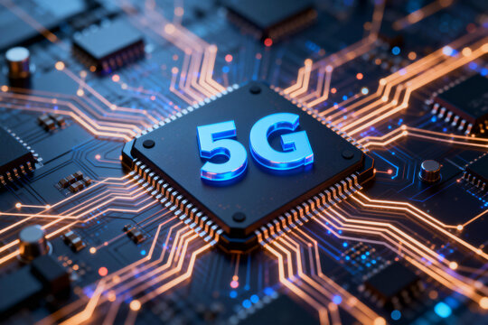 5G Technology on Circuit Board Close-up - Powered by Adobe