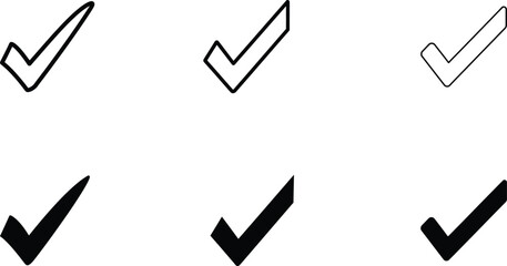 Assorted Tick Mark Icons Selection of Filled and Outlined Check Marks on White Background © EDA