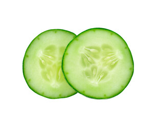Fresh slice cucumber on white background, transparent png