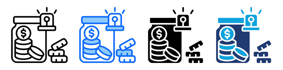 Emergency Fund Icon Set Multi Style Vector Illustration