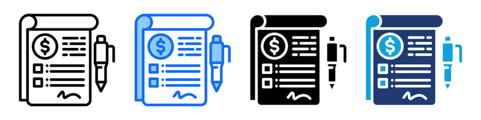 Financial Statement Icon Set Multi Style Vector Illustration